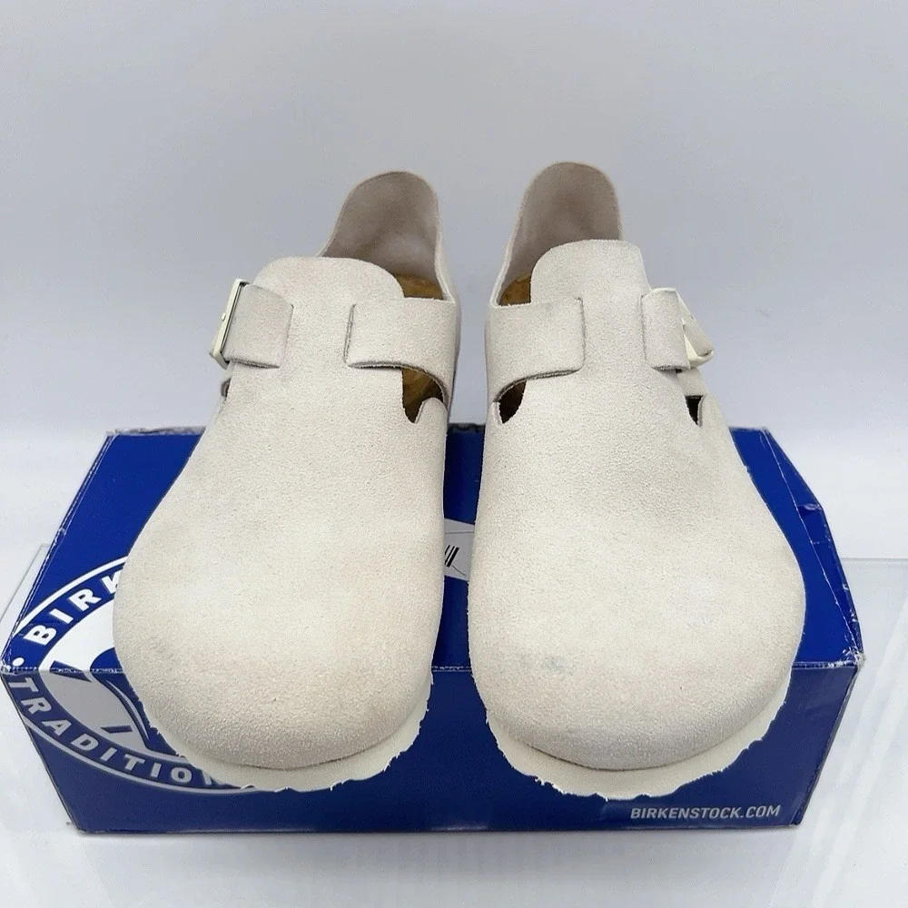 Birkenstock London Men's Casual Shoes Light Gray Suede Buckle EU 43 US 10